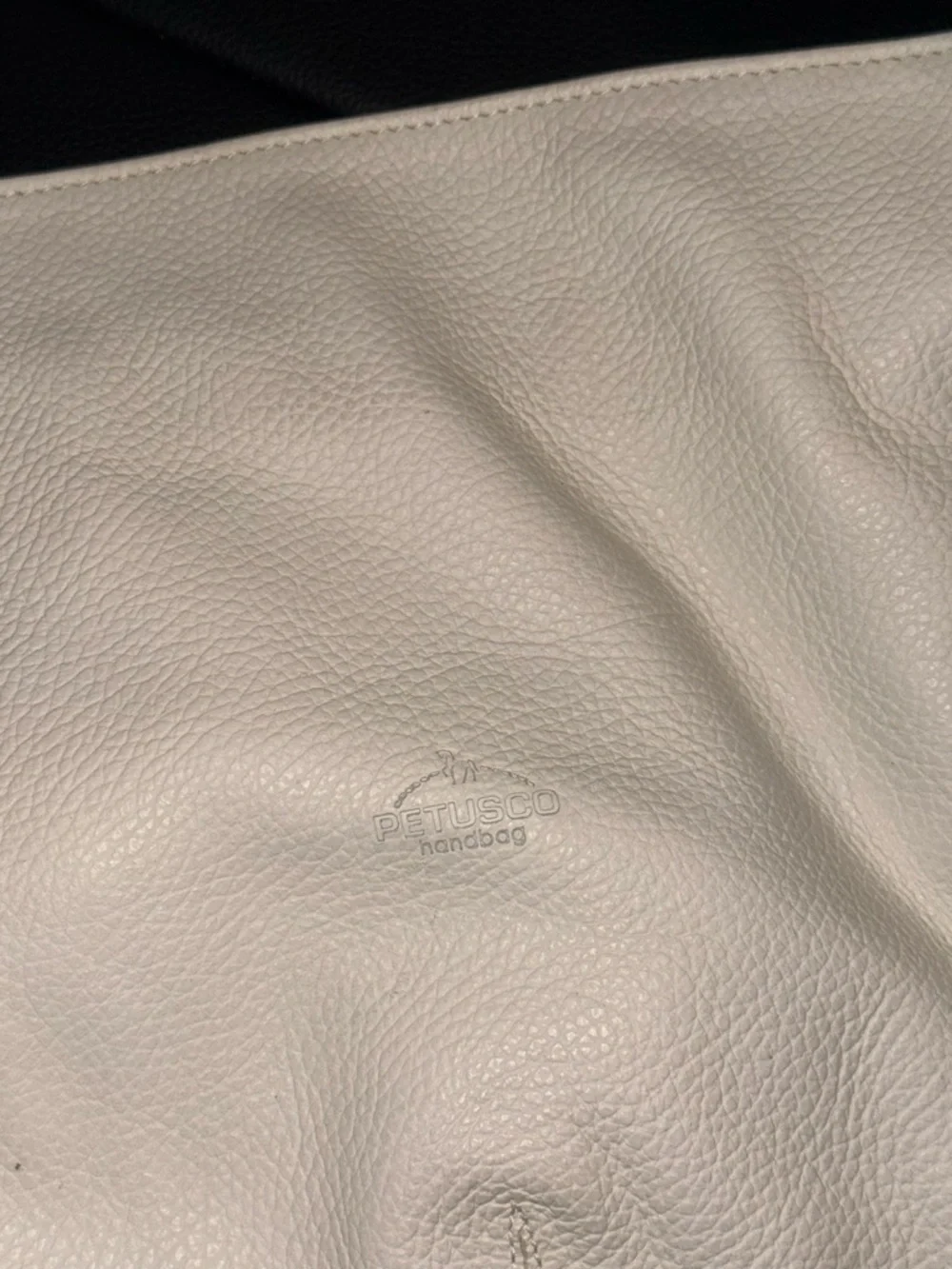 White Leather Shoulder Bag with Blue Croc-Effect Strap PETUSCO - Picture 4 of 16